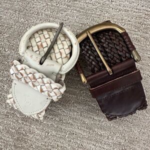 Dark brown and distressed white belts.